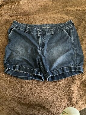 Maurices Dark Blue Rolled-Hem Denim Shorts